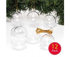 Boules de Noël tranparentes à décorer (Lot de 12) - Matériel créatif pour Enfants et Adultes