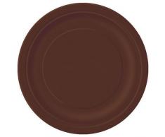 Unique Party - 38065 - Paquet de 20 Assiettes en Carton - 18 cm - Marron