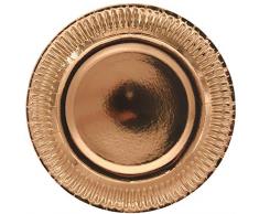 Folat - Assiettes Jetables Couleur Métallique Or Rose - 23cm - 8 Pièces