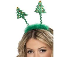 Smiffys Serre-tête sapin de Noël, Vert, sur un bandeau