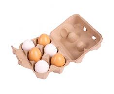 Bigjigs Toys Boîte de Six Œufs | Jouet pour Enfant | Cadeau Enfant | Joeut Traditionnel | Apprendre en Jouant