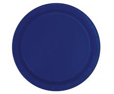 Unique Party - 30949 - Paquet de 16 Assiettes en Carton - 21,9 cm - Bleu Marine