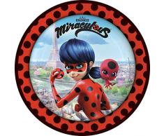 Amscan 9902873 8 Assiette en papier Miraculous Multicolore