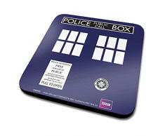 Doctor Who Dessous de Verre Tardis Officiel, Couvercle de Protection en mélamine avec Base en liège, Multicolore, 10 x 10 cm