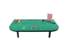 MISTER GADGET MG3080 Jeu de table BlackJack Avec 54 cartes 1 balayeur de cartes 50 jetons et règle Bois plastique et textile Vert et noir H9,6 x 30 x 51 cm