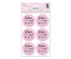 Ursus 59510015F Lot de 24 Stickers adhésifs Motif DASS du da Bist 4,8 cm, Rose