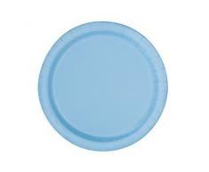 Unique Party - 30898 - Paquet de 20 Assiettes en Carton - 18 cm - Bleu Pastel