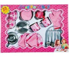 Partner Jouet - A0905556 - Jeu dimitation - Coffret Dinette Metal - 22 Pièces