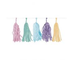 amscan 9903716 Guirlande de Franges Happy Birthday Pastel Rose/Menthe Bleu/Violet/Jaune