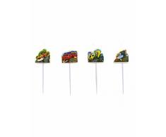 amscan- Set de 4 Bougies Pics Blaze et Les Monster Machine, 9901364, Multicolore