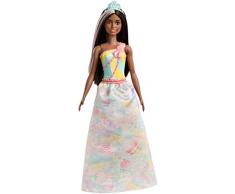 Barbie Dreamtopia poupée Princesse Brune avec une Mèche Rose, une Tenue Colorée inspirée de Friandises et un Diadème, jouet pour enfant, FXT16