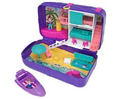 Polly Pocket Coffret Surprise Aventures à la Plage avec 2 mini-figurines et accessoires, autocollants et 5 surprises cachées, jouet enfant, FRY40