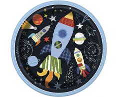 Unique Party- Assiettes en carton, 73265, Gris