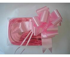 Shatchi 11678 Lot de 30 nœuds en ruban à tirer pour décoration murale de fête, emballages cadeaux, arbres de Noël, mariage, anniversaire, paniers décoratifs de fleuriste Rose clair 30 mm/3 cm