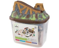 KidKraft 17805 Bucket Top Construction Ensemble train en bois pour enfant - Voie ferrée classique avec grue et accessoires inclus (61 pièces)