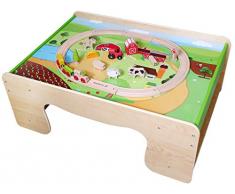 EverEarth - EE33723 - Set de train de campagne et table de train en bois - Multicolore