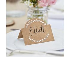 Ginger Ray Lot de 4 supports de mariage en kraft naturel avec cartes de table