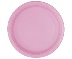 Unique Party - 30876 - Paquet de 8 Assiettes en Carton - 18 cm - Rose Pastel
