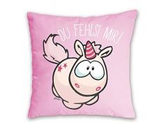 NICI 41250.0 – Licorne Theodor Coussin Inscription du fehlst Moi. Coton Imprimé, 37 x 37 cm
