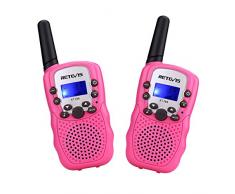 Retevis RT388 Talkie Walkie Enfants PMR446 8 Canaux Écran LCD VOX 10 Tonalités dAppel Verrouillage des Canaux Lampe de Torche Talkie Walkie Fille Jouet Cadeau pour Enfant (Rose, 1 Paire)