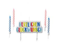 amscan 9904369 Lot de Bougies avec Inscription en Anglais Herzlichen Glückwunsch Multicolore