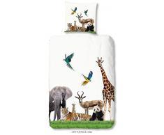 Good Morning Parure de lit 2 pièces Housse de Couette 140 x 200 cm Taie doreiller 60 x 70 cm Jungle 2053.00.01 White