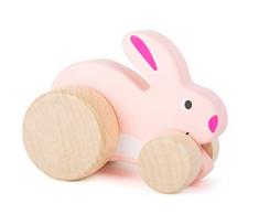 Small Foot 11047 Lapin à Pousser, en Bois certifié 100% FSC, Encourage limagination et la créativité, à partir de 12 Mois Jouets, Rose