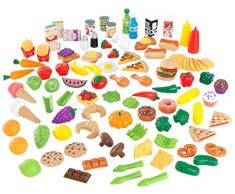KidKraft 63330 Ensemble fruits, légumes et accessoires en plastique Tasty Treats Deluxe, dînette enfant, jeu dimitation, 115 pièces