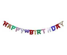 Folat 08554 Guirlande de Lettres Happy Birthday Holographique, Multicolore