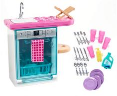 ​Barbie Mobilier coffret d’intérieur pour poupée avec lave-vaisselle, vaisselle et accessoires, jouet pour enfant, FXG35