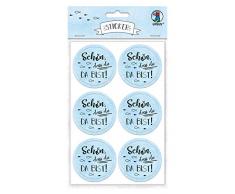 Ursus 59510017F Lot de 24 Stickers adhésifs Motif DASS du da Bist 4,8 cm, Bleu Clair