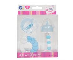 JC TOYS – Biberon, Sucette, hochet. Bleu, Multicolore (81062)