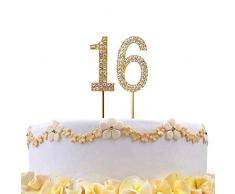 Gifts SHATCHI-807 Décoration de gâteau en or avec diamant pour anniversaire de mariage