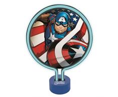 Lexibook- Lampe Néon Avengers Captain America, Veilleuse Chambre Enfants, Décoration Lumineuse Couleur Ados Marvel Super-héros, LTP100AV, Bleu