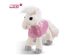 NICI- Doudou-Cheval en Peluche Debout White Peach avec Tapis de Selle, 35cm, 44899, Beige/Pink