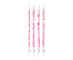 amscan 9904358 Lot de 12 Bougies danniversaire Marmour Blanc/Rose