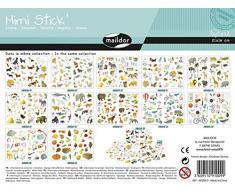 Maildor AE009O - Un sachet de gommettes Mimi stick 12 planches 21x16 cm, Savane (408 stickers)