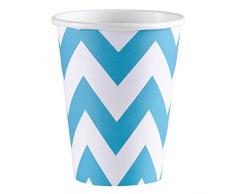 Amscan - 999499 - 8 Gobelets Chevrons - 266 ml - Bleu