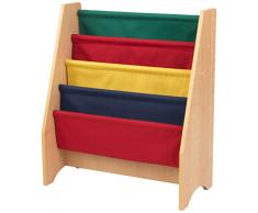 KidKraft 14226 Porte livres en bois et tissu, chambre enfant, meuble de rangement - couleurs primaires et coloris naturel