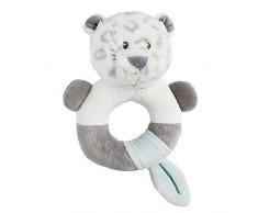 Nattou Hochet en Peluche Léopard des Neiges Léa, 5 x 13 x 19 cm, Loulou, Léa et Hippolyte, Blanc/Gris