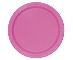 Unique Party - 31434 - Paquet de 20 Assiettes en Carton - 18 cm - Rose Vif