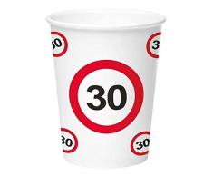 Folat Neu Tasse Panneau de signalisation 30, 350 ML, Lot de 8