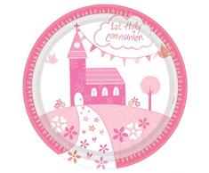 Amscan International 9901871 23 cm Communion Église Rose Assiettes en Papier