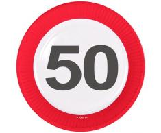 Creative Traffic Sign 50th Assiettes de fête 23 cm