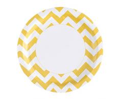 Amscan - 999497 - 8 Assiettes - Chevrons Diamètre - 23 cm - Jaune