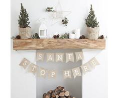 Ginger Ray RC-836 Fanions rustiques en toile de jute Père Noël Stop Here