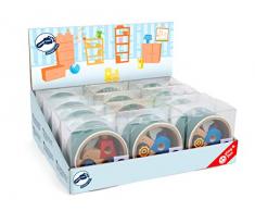 Small Foot 11411 Présentoir Ruban adhésif, 12 camions en Bois Jouets, Multicolore