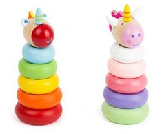 Small Foot- Tour à empiler Licorne Lune et Dragon Merlin en Bois, certifié 100% FSC, développe la motricité par Le Jeu Jouets, 11276, Multicolore
