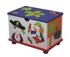 roba - 50704 -Coffre à jouets Pirate, fibre densité moyenne et bois massif peinture à imprimés + couvercle - 43 x 59 x 38 cm