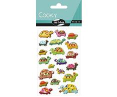 Maildor 560403C - Un sachet de gommettes 3D Cooky 1 planche 7,5x12cm, Tortues (20 stickers)